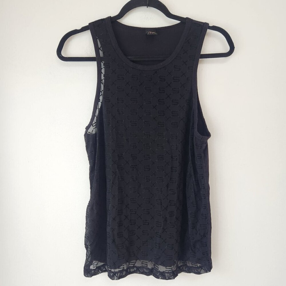 Savage x Fenty Sheer Racerback Black Tank Top Shirt Activewear Women's M